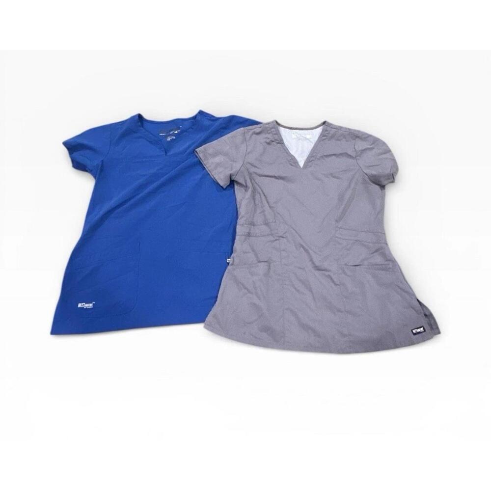 Grey’s Anatomy Scrub Tops Bundle Lot of 2 Women’s Small Blue Gray
